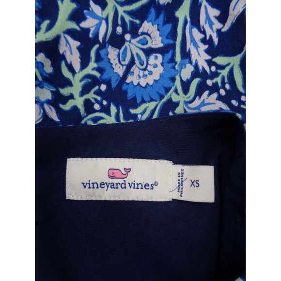 Vineyard Vines Blue Floral Winter Garden Pintuck Mini Dress Size XS - Picture 13 of 15